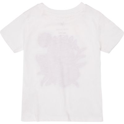 Mini boys white flocked skull print t-shirt